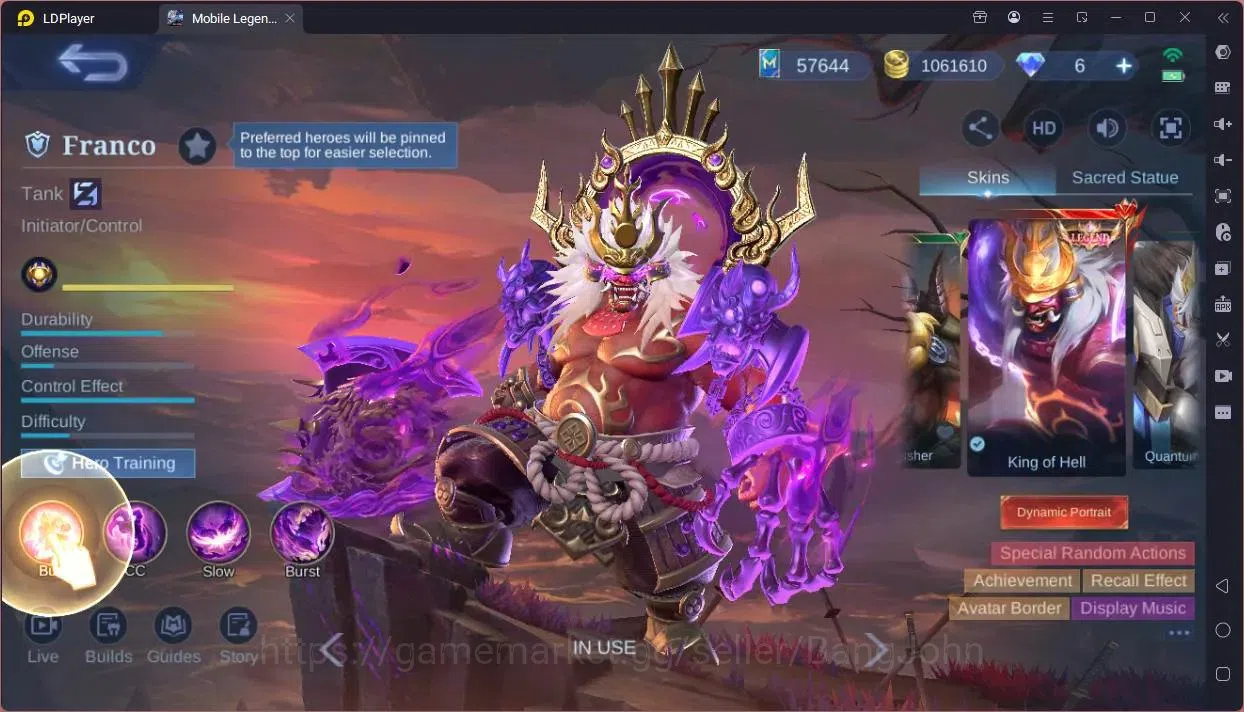 Mobile Legends: Bang Bang Accounts Global|Hero 132|Skin 460|Mega|Legend Franco,Johnso image 19
