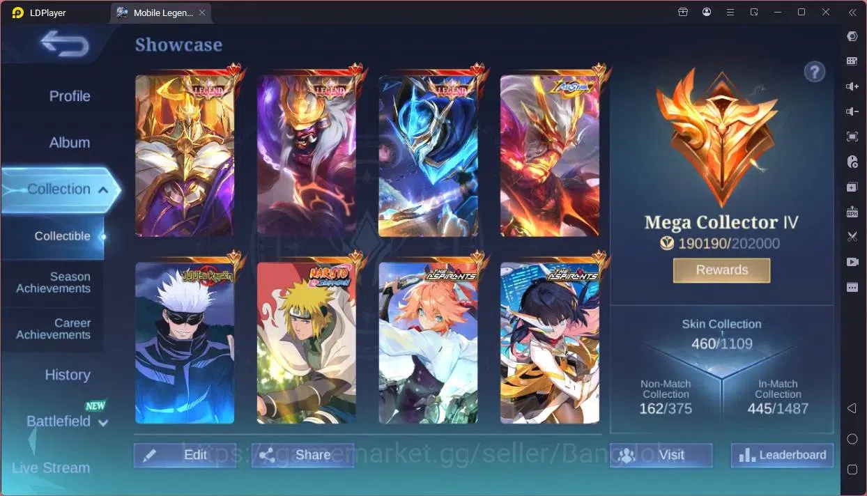 Mobile Legends: Bang Bang Accounts Global|Hero 132|Skin 460|Mega|Legend Franco,Johnso image 2