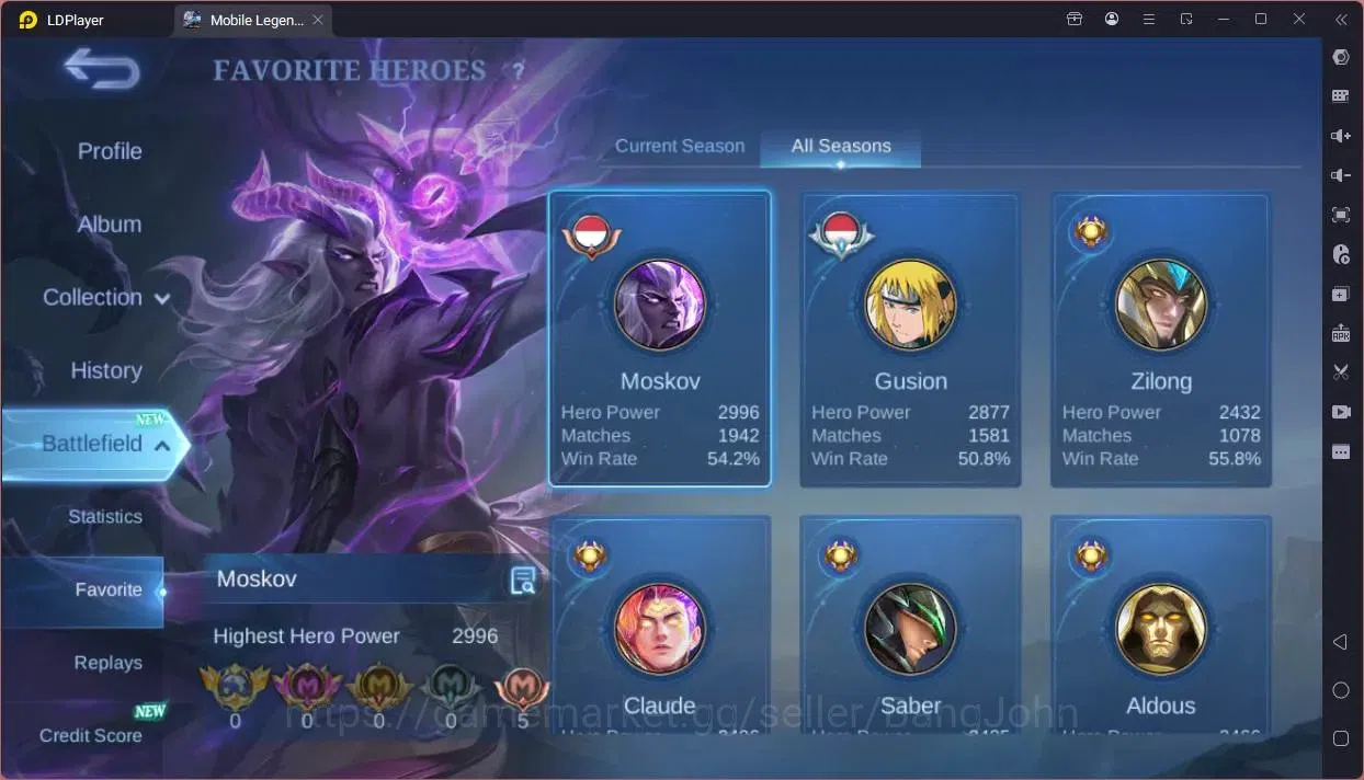 Mobile Legends: Bang Bang Accounts Global|Hero 132|Skin 460|Mega|Legend Franco,Johnso image 4