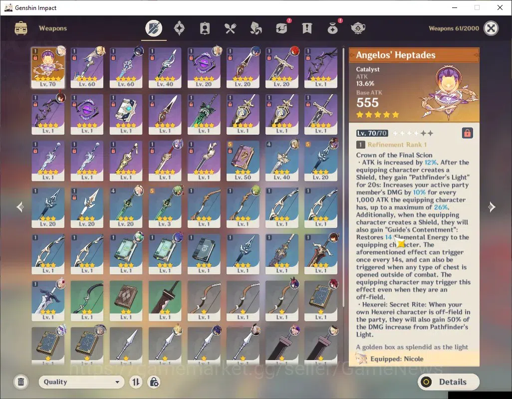 Genshin Impact Accounts ASIA|AR 45|2 Limited + 1 (*5Weapon)|Nicole+Signatu image 4