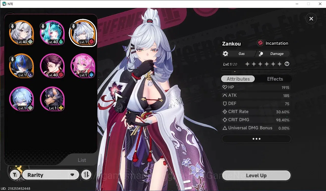 Neverness to Everness Accounts SEA|HL 26|TL 16|2 SSR 1 Limited Zankou+Outfit & Signature|Scarleth Sash Glider|SSR Selector 1