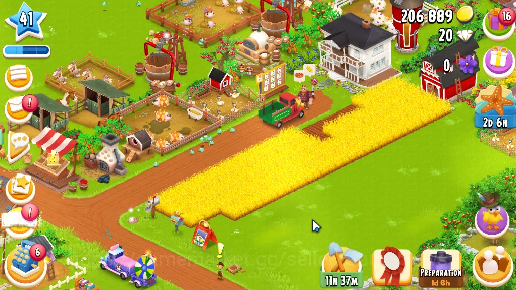 Hay Day Accounts Level 41| Barn Storage 1100 + Silo Storage 650 | 386k Coins,23 Dm |CN ON|Log Supercell ID|Take Email|Check 3