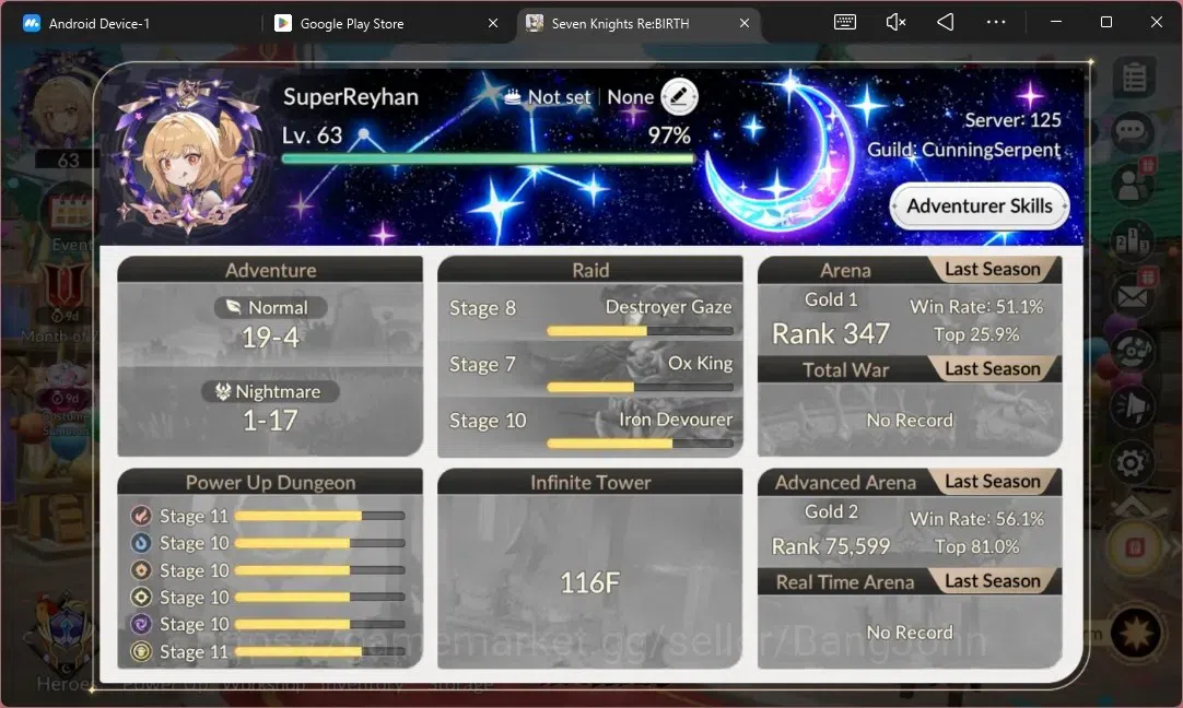 Seven Knights Re:Birth Accounts Global | 2 EX7 (Melia, Gelidus) | 4 TC6 (Kyle, Vanessa, Teo, Pascal)| Ruby 1K | Netmarble 1