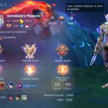 Mobile Legends: Bang Bang Accounts Collector Hero 133|Skin 582|Ex Imo 102|Legend Gusion,Franco,Johnson|JJK Julian,Saint