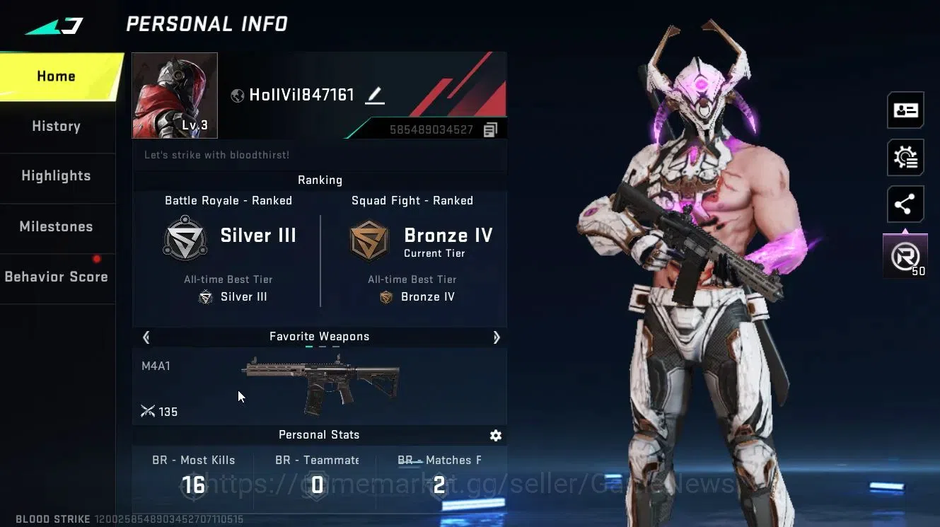 Blood Strike Accounts Others ASIA|ULTRA ZERO-Nullifier|Epic Name-Changing Card,Loot Crate|BR Silver III|L3|Rare Playpal-Meow 2
