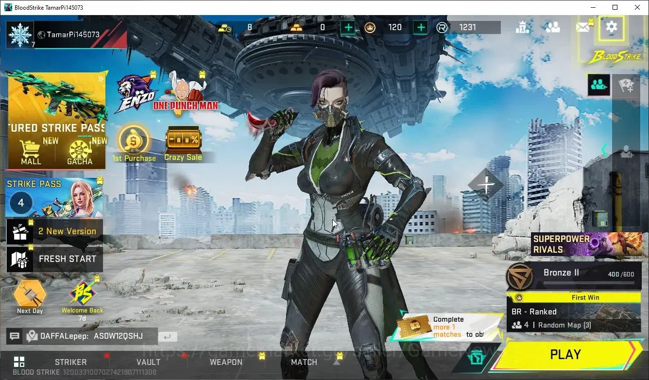 Blood Strike Accounts Rare Skin Asia|Ultra Meele Talon Knife-Scythe|5 Legendary(M4A1,MP5,Vector,URB,SVD)|Log NetEase|Take 1