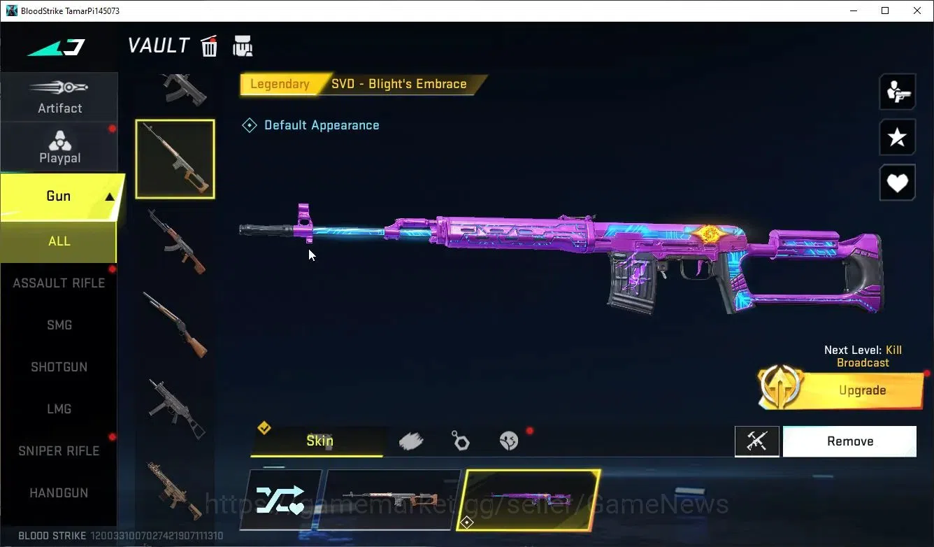 Blood Strike Accounts Rare Skin Asia|Ultra Meele Talon Knife-Scythe|5 Legendary(M4A1,MP5,Vector,URB,SVD)|Log NetEase|Take 8