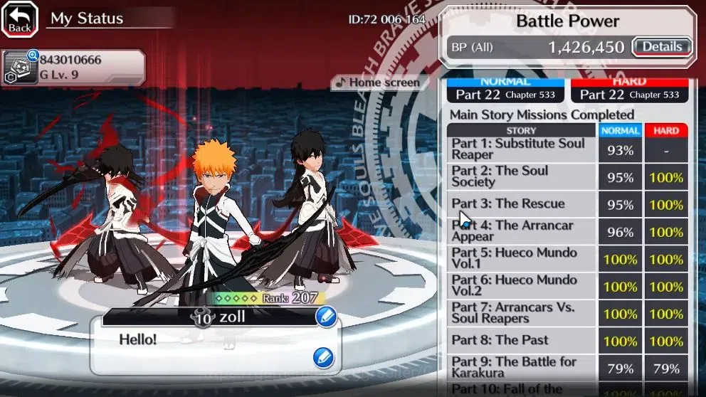 Bleach: Brave Souls Accounts High-End GLOBAL END GAME 1,4M BP+60k ORB|Lv300(DT Ichigo,2 New Ichigo,TYBW25 Yukio,Riruka,10th 4