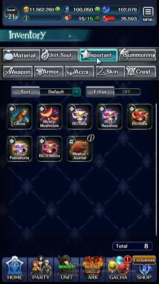 Last Cloudia Accounts Others GLOBAL|100k Crys|Collab Brave Frontier (Oracle Knight Ark)+Top Tier Units (Telestio,G 11