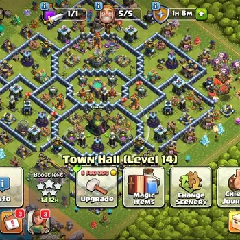 Clash of Clans Accounts High-End LV 156|TH 14|HH 8|BH 7|Limited Skin|BK 79,AQ 81,MP 51,GW 55,RC 29|BM 12|1,3K League