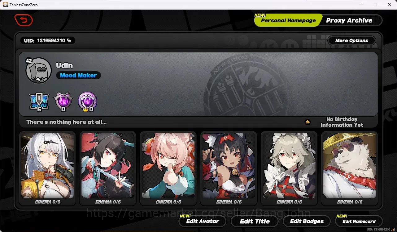 Zenless Zone Zero Accounts ASIA|IK 42|3 Limited,1 VoidHunter [(Nangong Yu+Sig image 1