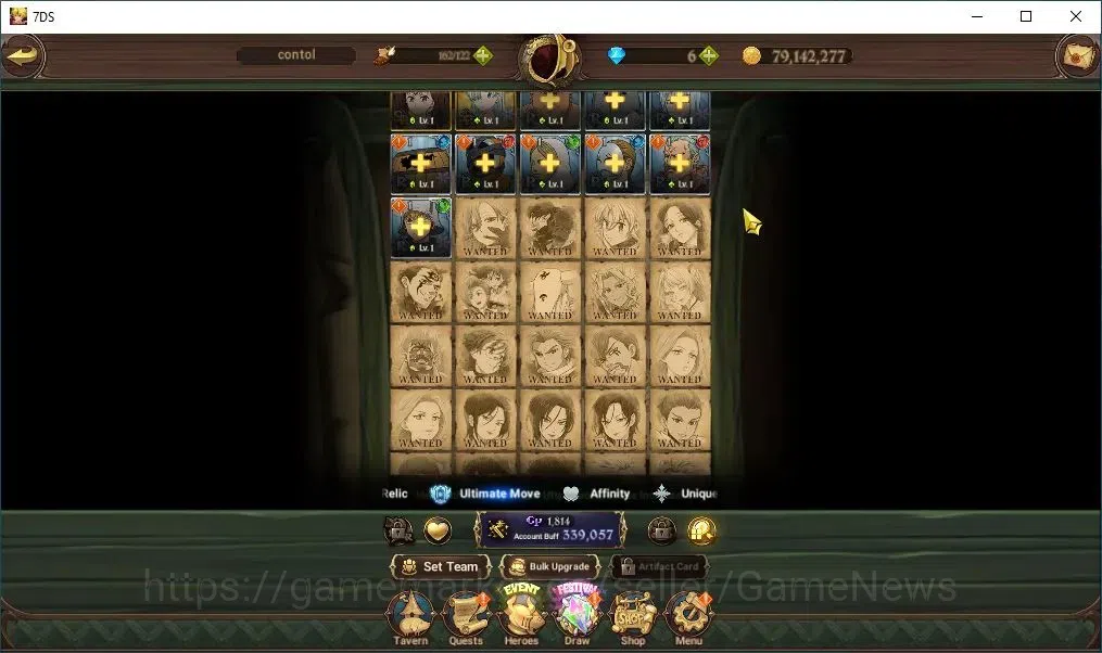 The Seven Deadly Sins: Grand Cross Accounts Endgame Global|339K CC|1 LR+4 UR |Elizabeth,Nemesis 14