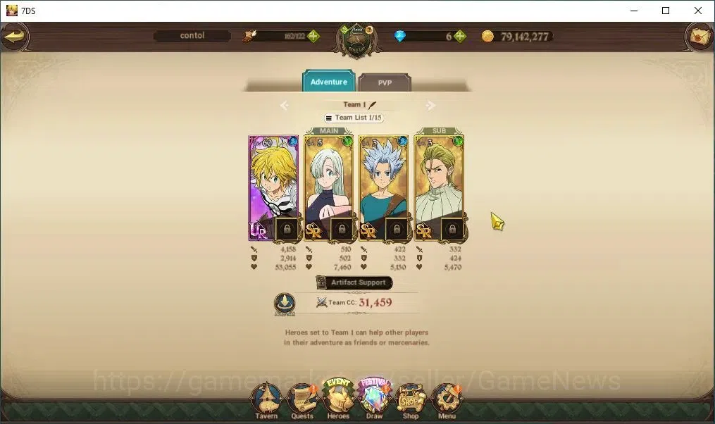 The Seven Deadly Sins: Grand Cross Accounts Endgame Global|339K CC|1 LR+4 UR |Elizabeth,Nemesis 15