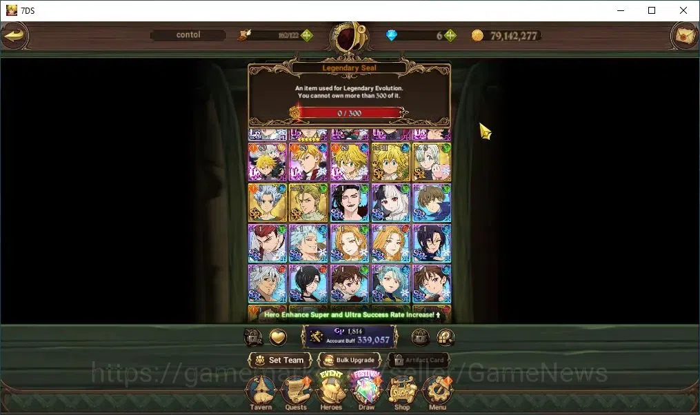 The Seven Deadly Sins: Grand Cross Accounts Endgame Global|339K CC|1 LR+4 UR |Elizabeth,Nemesis 5