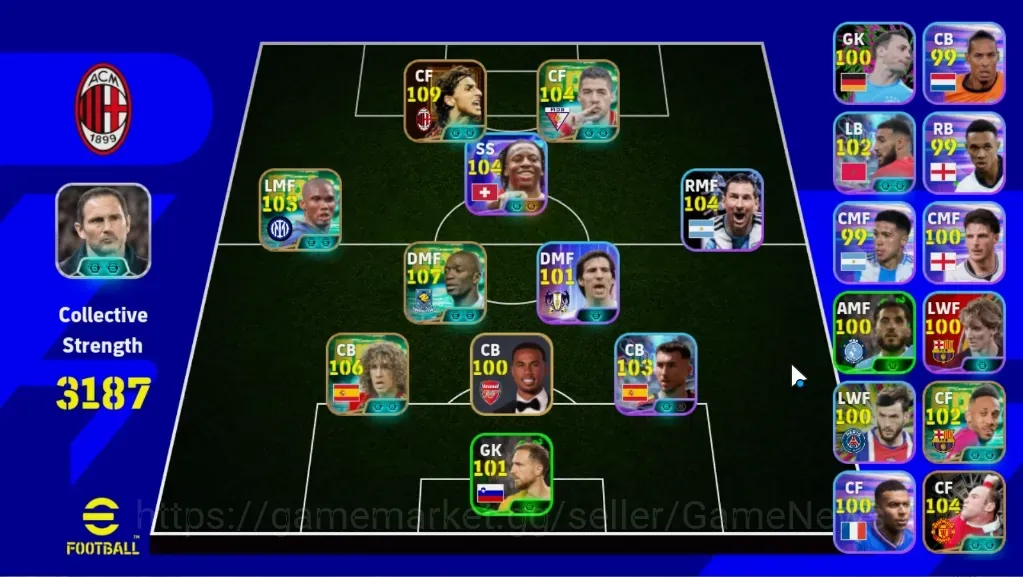 eFootball Accounts Legends & Iconic Players Android|Power 3187|Big Time Zlatan Ibrahimovic|6 Epic Carles Puyol,Claude 1