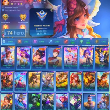 Mobile Legends: Bang Bang Accounts Others HERO 74 SKIN 152 | EMBLEM GOOD| NEW MOON CHANGE | VALE GARA| ZODIAK IRITEL| INSTAN