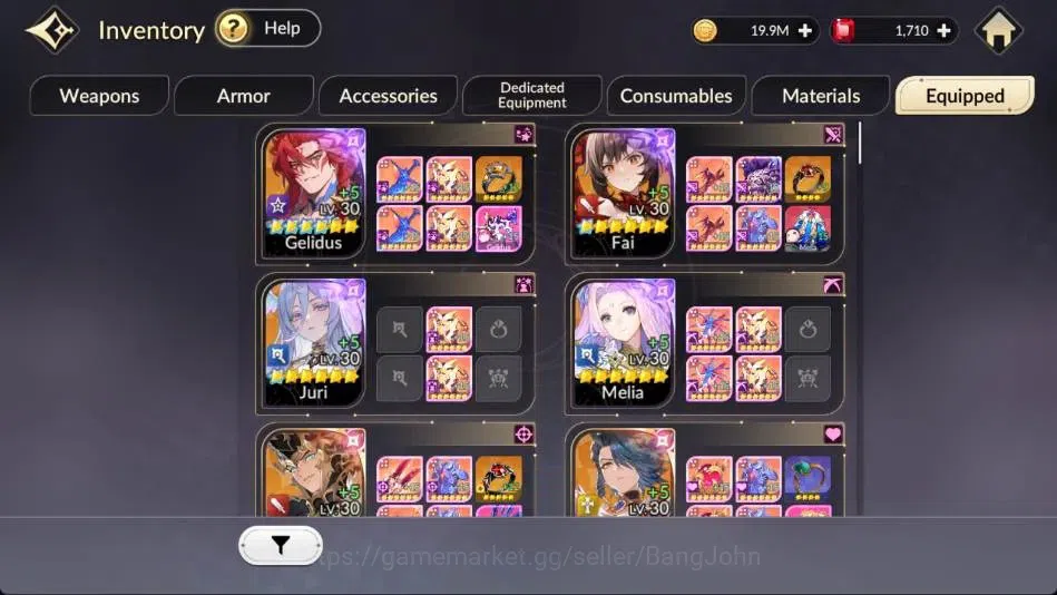 Seven Knights Re:Birth Accounts Global |4 EX7 (Fai,Juri,Gelidus,Melia)|45 TC6(Clem image 6