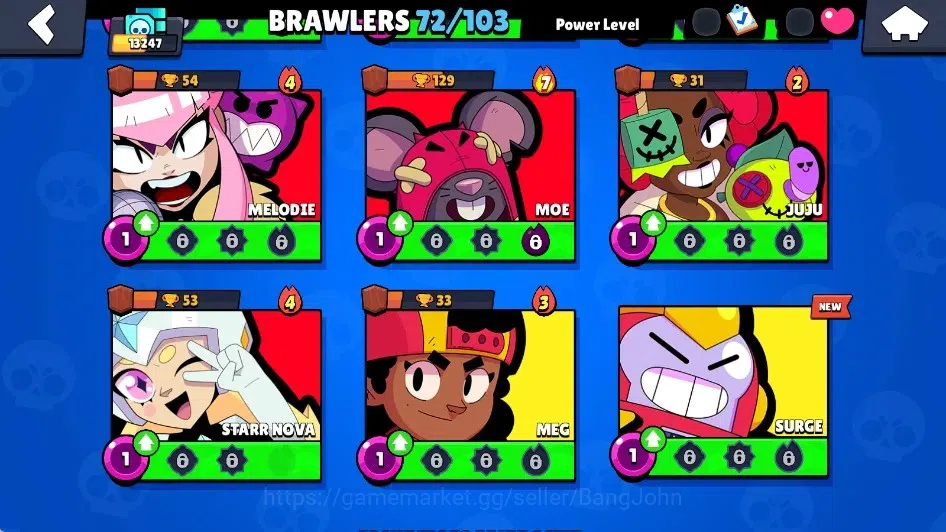 Brawl Stars Accounts Global|13247 Trophy|72 Brawlers-12 Max Lv.|10 Hype image 13