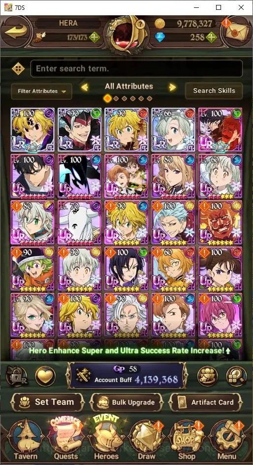 The Seven Deadly Sins: Grand Cross Accounts Others Global|4.13MPower|258 Dia|4LR+10UR(NemMeliodas,Meresca,Thor,Etc.)|Full HR 1