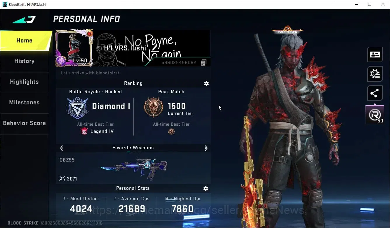 Blood Strike Accounts ASIA|ETERNAL JET-COMET+MELEE Scyth+COLLAB TR FN200 image 2