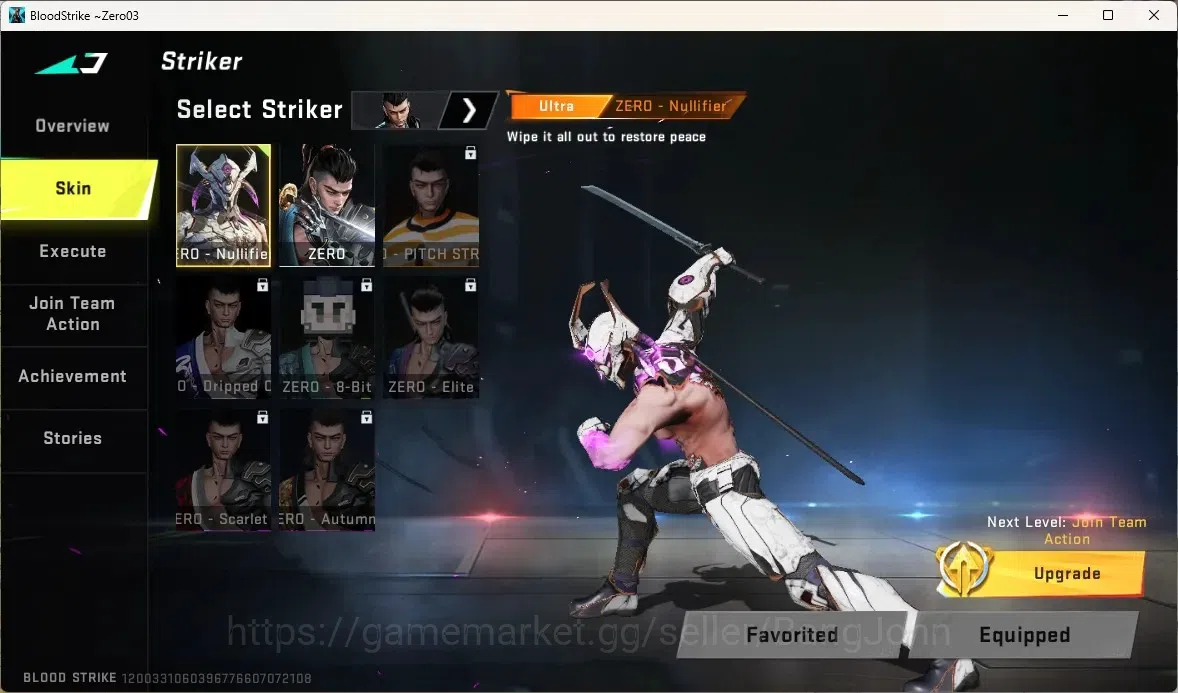 Blood Strike Accounts Others ASIA | 1 ULTRA STRIKER: ZERO-Nullifier|2Legendary Gun : Kala,HK416|1 Ultra Item|Check SS BS1963B 5
