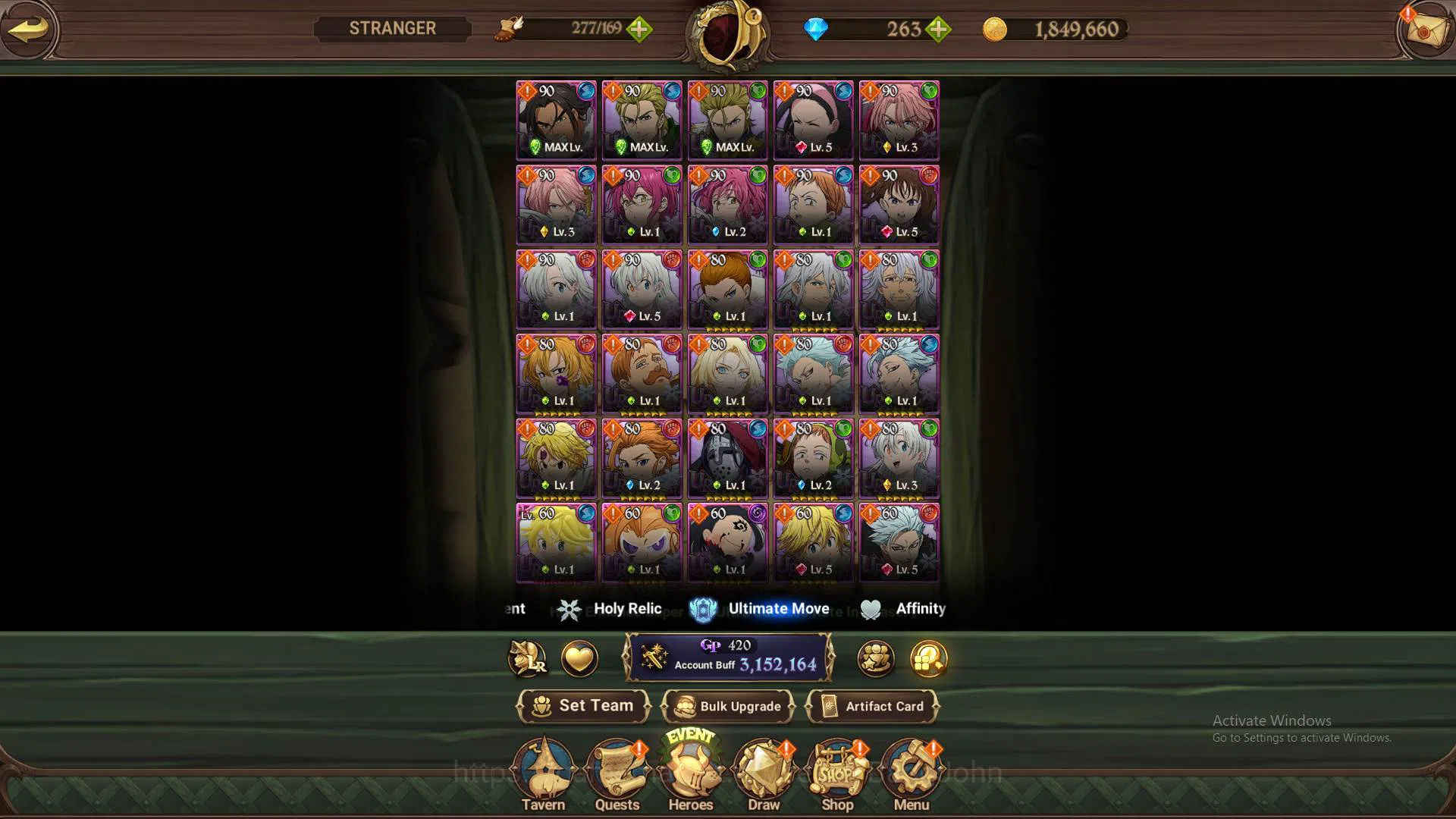 The Seven Deadly Sins: Grand Cross Accounts Others ASIA|3.1M CC|DM 263|2 Collab ST|UR 15