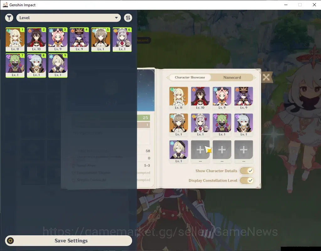Genshin Impact Accounts Starter ASIA | AR 25 | 1 Limited (Sandrone) + 2(*5 Weapon) | Low Main Quest | All Unset | Female MC 1