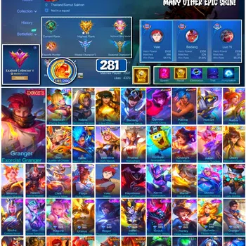 Mobile Legends: Bang Bang Accounts #3939 | 281 Skins | Collector Natalia | Exorcist Granger | Saint Seiya Badang & Chou