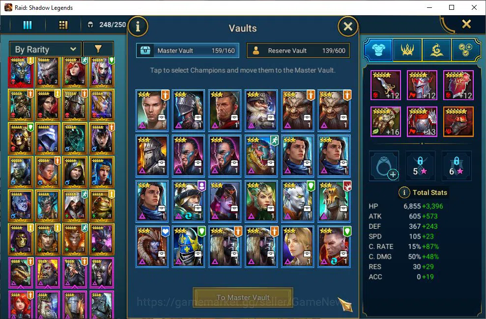 Raid: Shadow Legends Accounts Mid-Game Lv9 836K Power|1 Mythic(ArachoMoon)+23 12