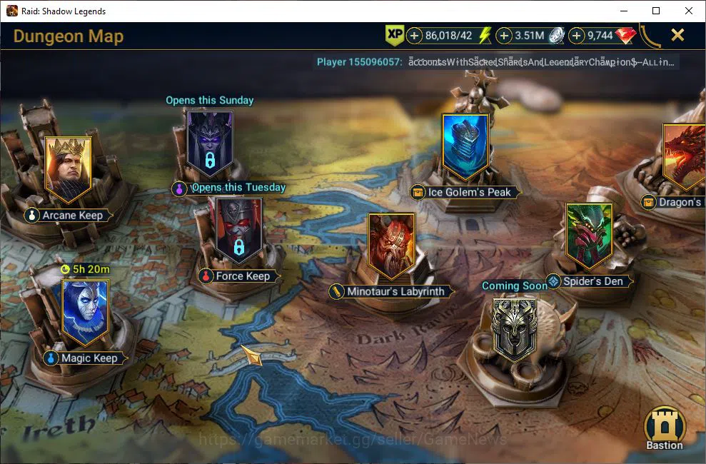 Raid: Shadow Legends Accounts Mid-Game Lv9 836K Power|1 Mythic(ArachoMoon)+23 18