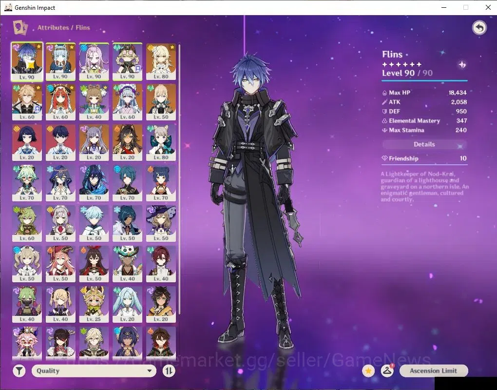 Genshin Impact Accounts ASIA|AR56|4Limited+1(*5Weapon)|Prime Flins|Varka,F image 3