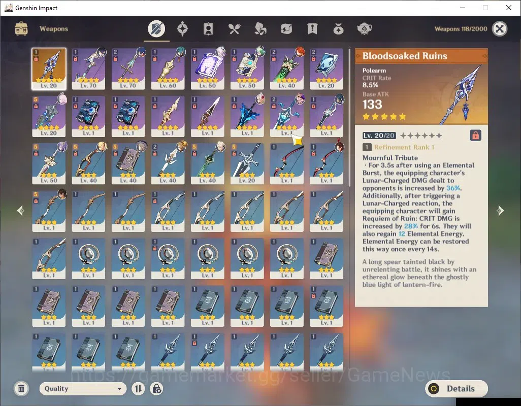Genshin Impact Accounts Others ASIA|AR 40|3 Limited + 1 (*5 Weapon)|Citlali C1,Mavuika,Yelan|Bloodsoaked Ruins|Mc 4
