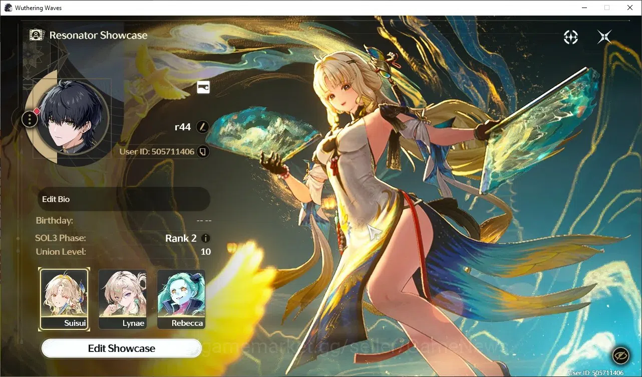 Wuthering Waves Accounts Starter NA|UL 10|5K Astrite +75 LT|3 Limited| Suisui,Lynae,Rebecca +1 STD Char |DB Lvl 3|Low 1