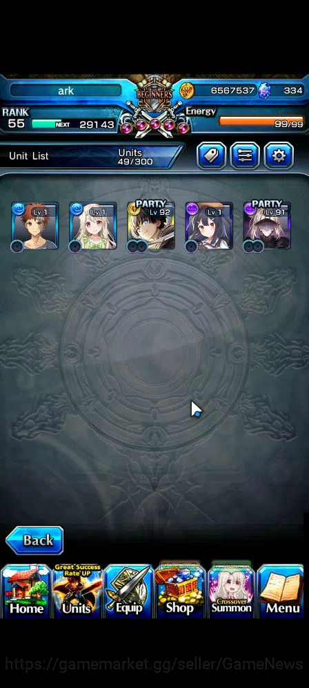 Grand Summoners Accounts Starter Global|Rank 55|5 Ascend|Emiya Shirou,Miracle Isliid,Summer Illya,Miyu,Saber Alter|Lpot 4