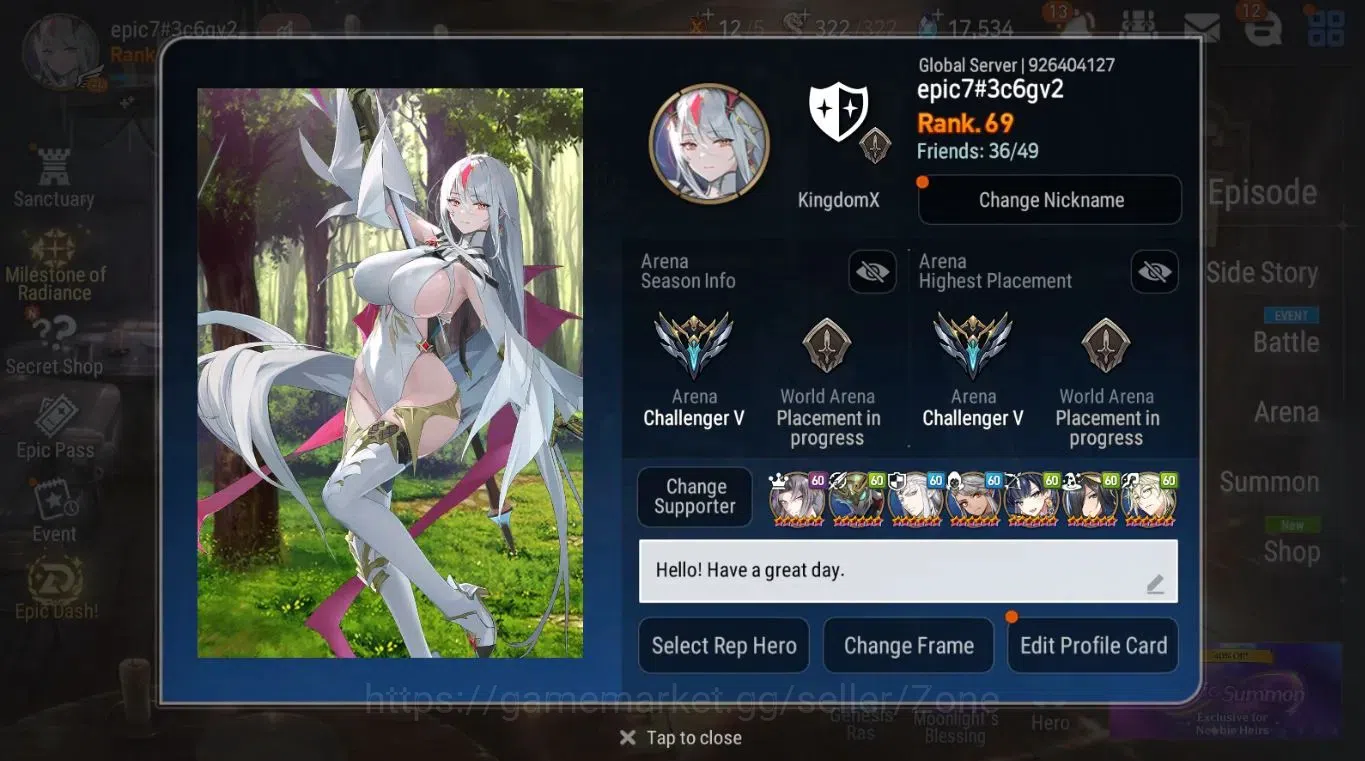 Epic Seven Accounts Global|12ML (Moon Luna, SE Celine, LQC, Ruele, Arb image 6