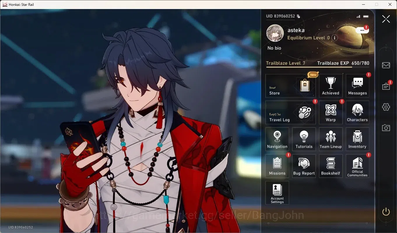 Honkai Star Rail Accounts Others ASIA|TL 7|4 Char Limited [Mortenax Blade,Sparkle,DanHeng Permansor Terrae,Huohuo|Check SS 1