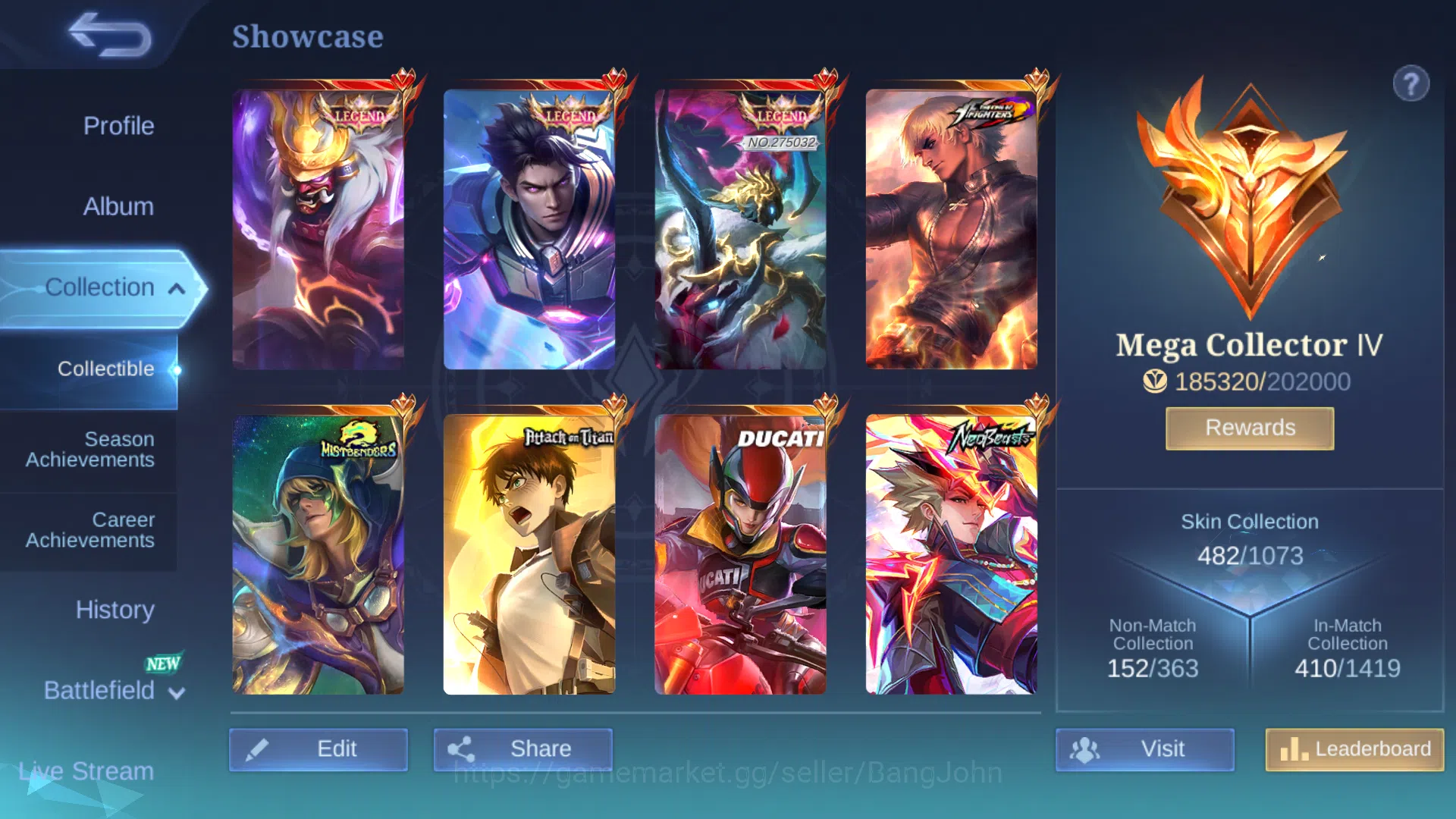 Mobile Legends: Bang Bang Accounts Hero 131 | Skin 482 | 3 Legend Alpha Franco Alucar image 2