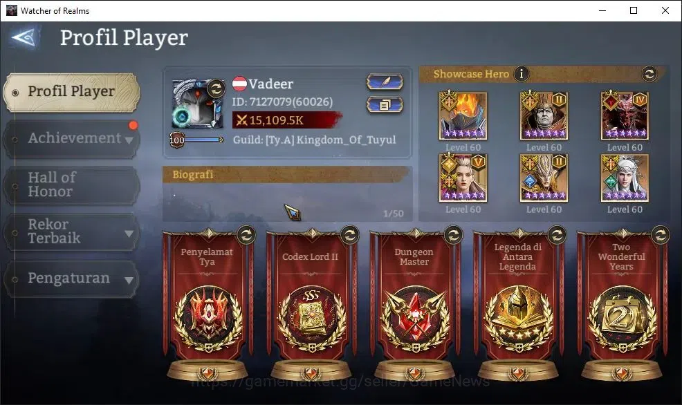 Watcher of Realms Accounts GLOBAL 60x|15M Power|4K W-GOLD,7K Gems|16 Lord[Ing image 2
