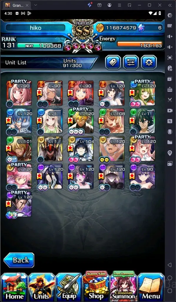 Grand Summoners Accounts Global|Rank 131|Summer Miyu Lv120,Saitpo Hajime Lv image 10