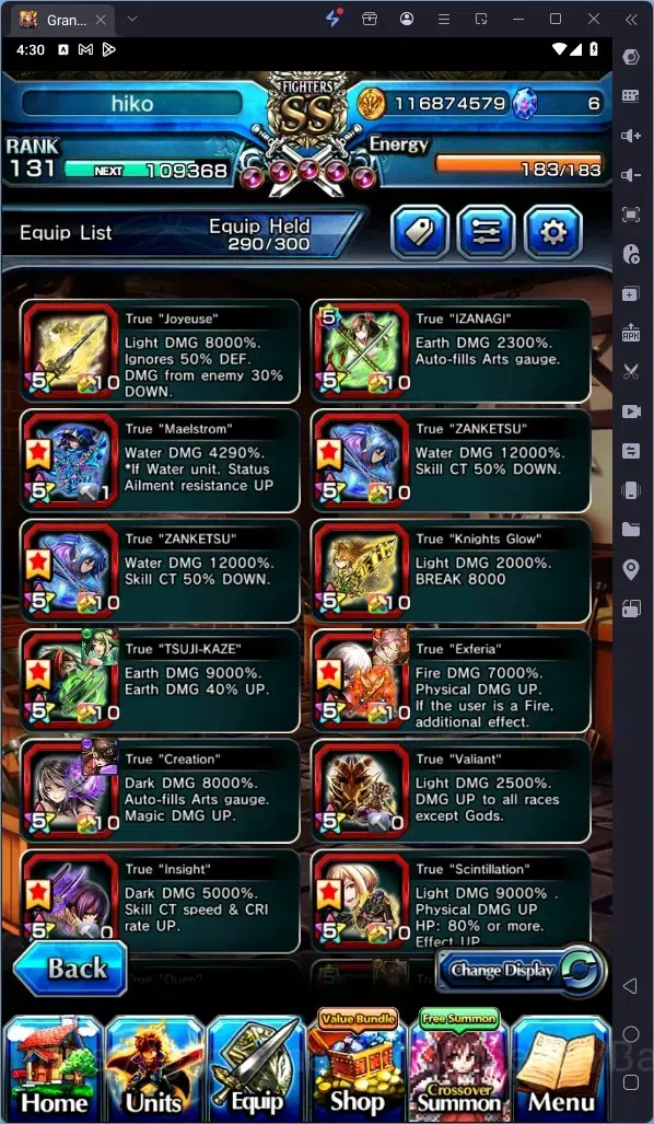 Grand Summoners Accounts Global|Rank 131|Summer Miyu Lv120,Saitpo Hajime Lv image 11