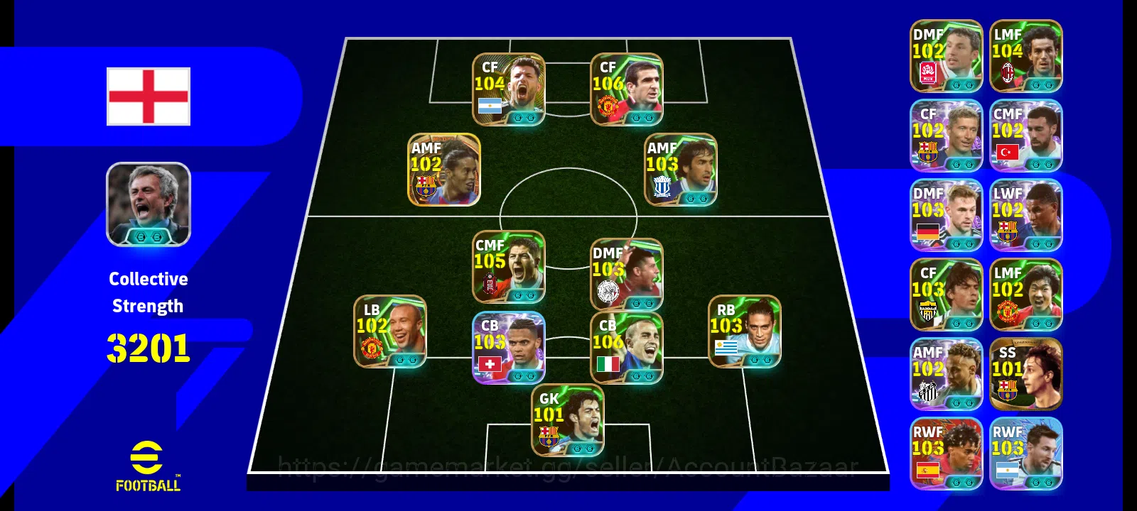 eFootball Accounts Meta Player 102 Ronaldinho + 106 Cantona | 3200+ Collective Strength 1