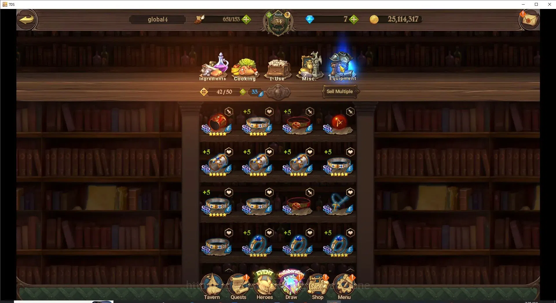 The Seven Deadly Sins: Grand Cross Accounts Endgame Global|1,5M CC|187 LS|1 LR+5 UR+Full Collab Gachiakuta|Elizabeth,Nemesis 16