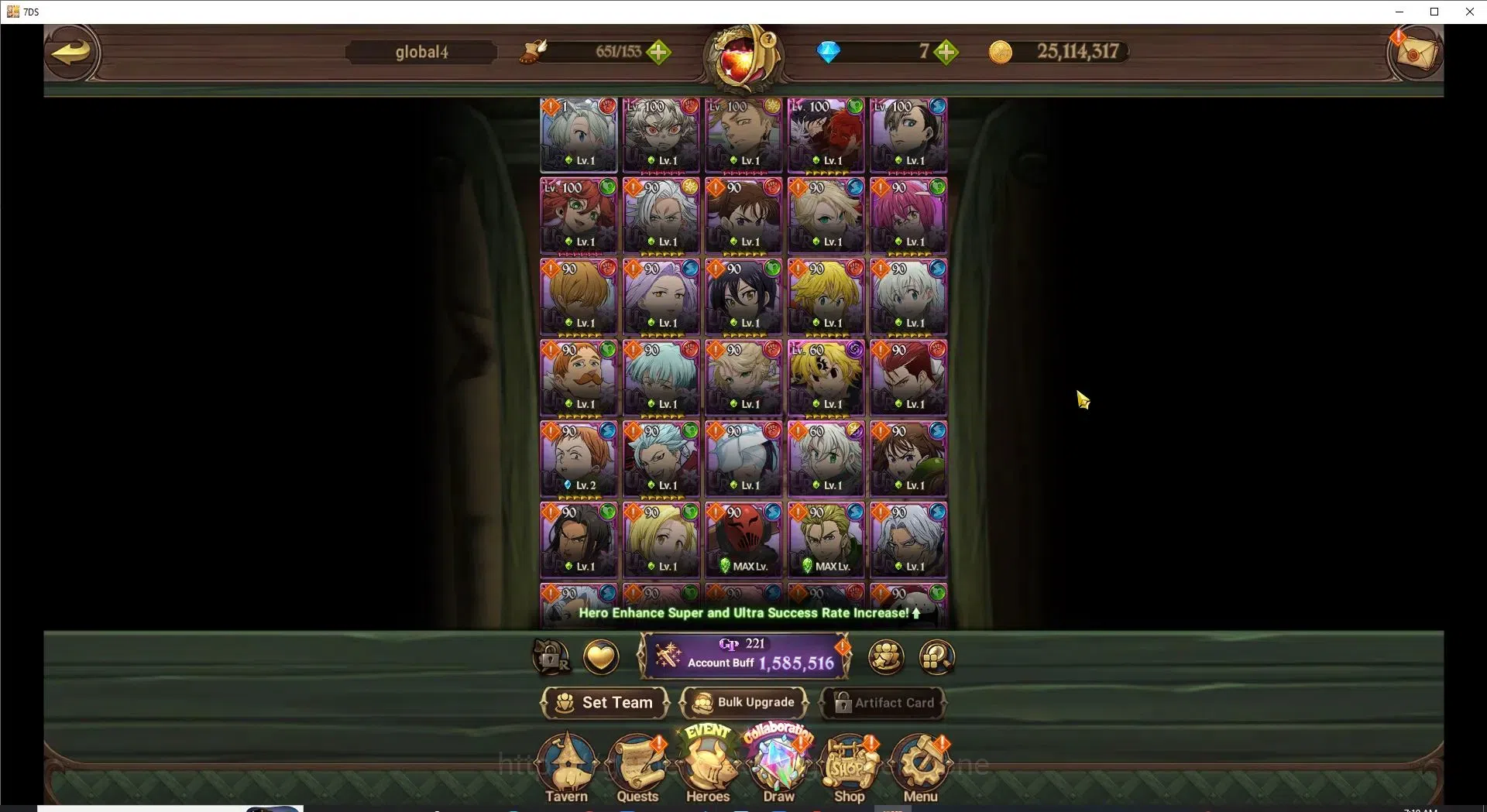 The Seven Deadly Sins: Grand Cross Accounts Endgame Global|1,5M CC|187 LS|1 LR+5 UR+Full Collab Gachiakuta|Elizabeth,Nemesis 3