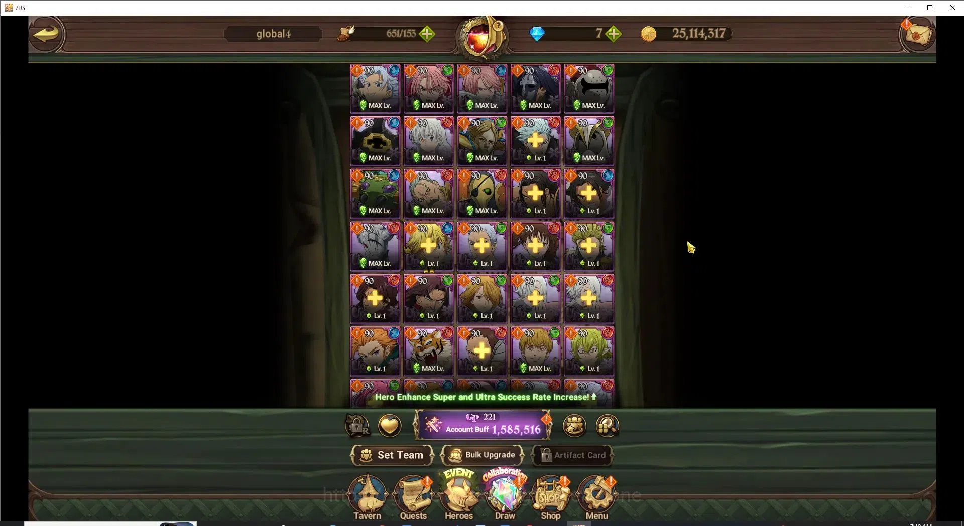 The Seven Deadly Sins: Grand Cross Accounts Endgame Global|1,5M CC|187 LS|1 LR+5 UR+Full Collab Gachiakuta|Elizabeth,Nemesis 4