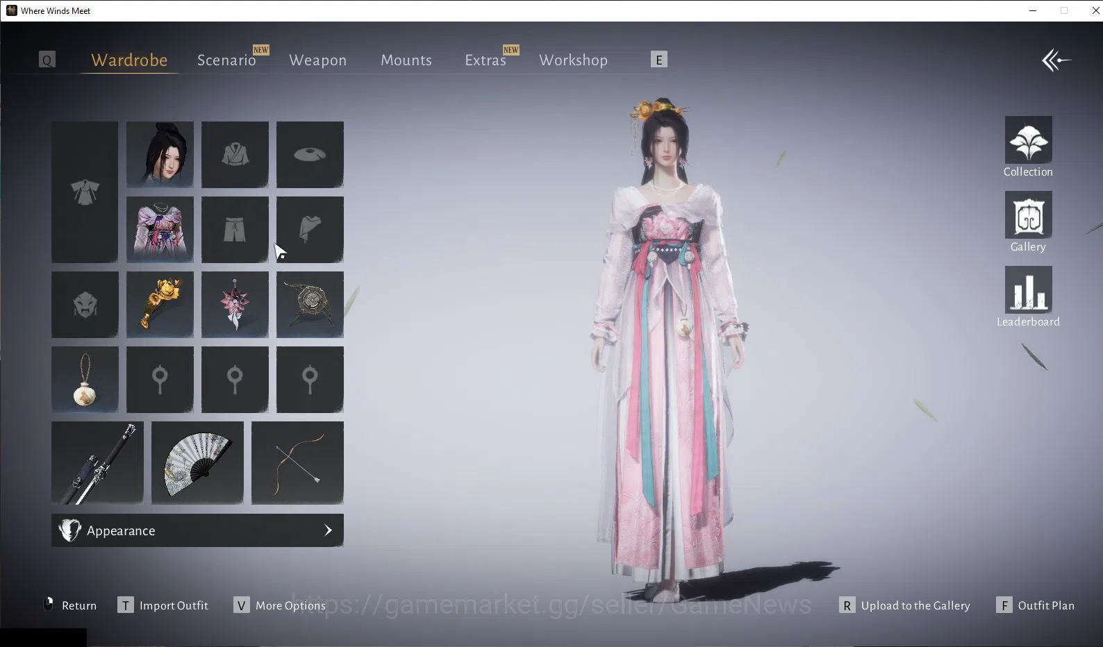 Where Winds Meet Accounts GLOBAL|Lv 5|Starter|GS 3671|1 Harmonic Core|Nameless Sword + Panacea Fan|Low Explore|Female 12