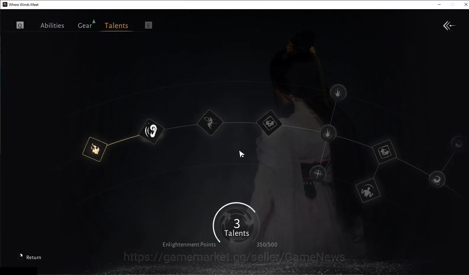 Where Winds Meet Accounts GLOBAL|Lv 5|Starter|GS 3671|1 Harmonic Core|Nameless Sword + Panacea Fan|Low Explore|Female 4