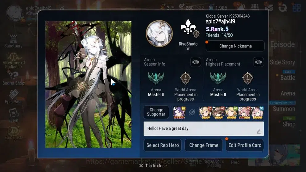 Epic Seven Accounts High-End GLOBAL UnVerif|18 ML(Monarch Iseria,Salome,BArunka,etc)+Ab Fumyr,Setsuka,Rinak,etc|AUTO W|2K 2