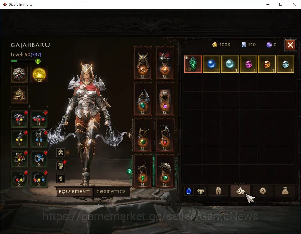 Diablo Immortal Accounts Mid-Tier SEA-Verathiel|Lv60(537)|Demon Hunter|35k CR|Reso 420|Paragon Maledictor|Inferno II|Hell Lv 7
