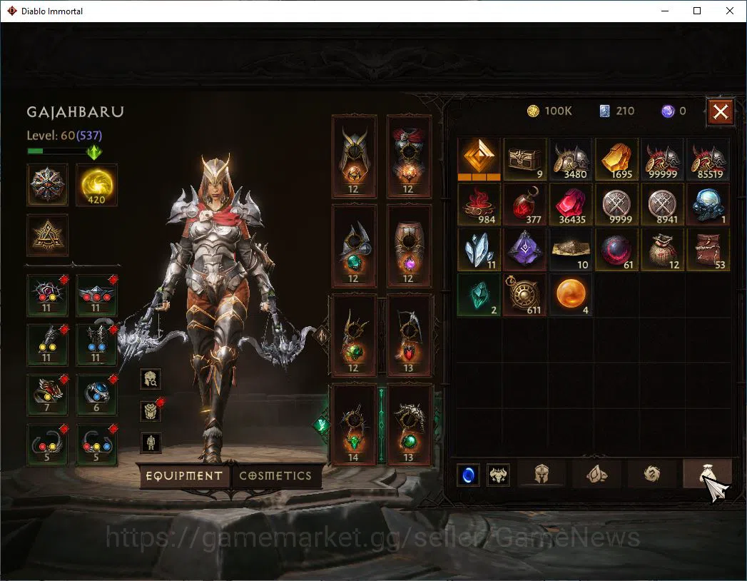 Diablo Immortal Accounts Mid-Tier SEA-Verathiel|Lv60(537)|Demon Hunter|35k CR|Reso 420|Paragon Maledictor|Inferno II|Hell Lv 9