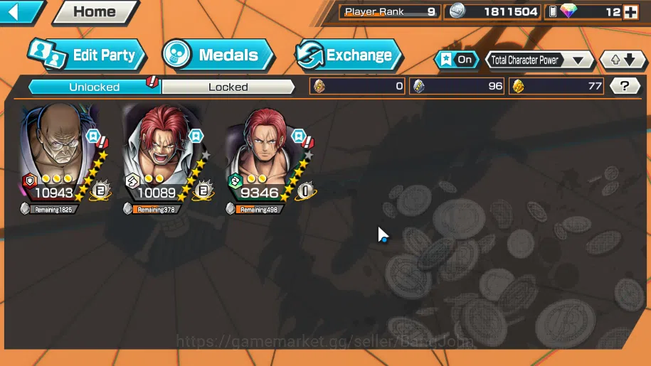One Piece Bounty Rush Accounts Others GLOBAL|EX3, ST ethanbaron, DD shanks, FR shanks, Check SS OPBR232B 3